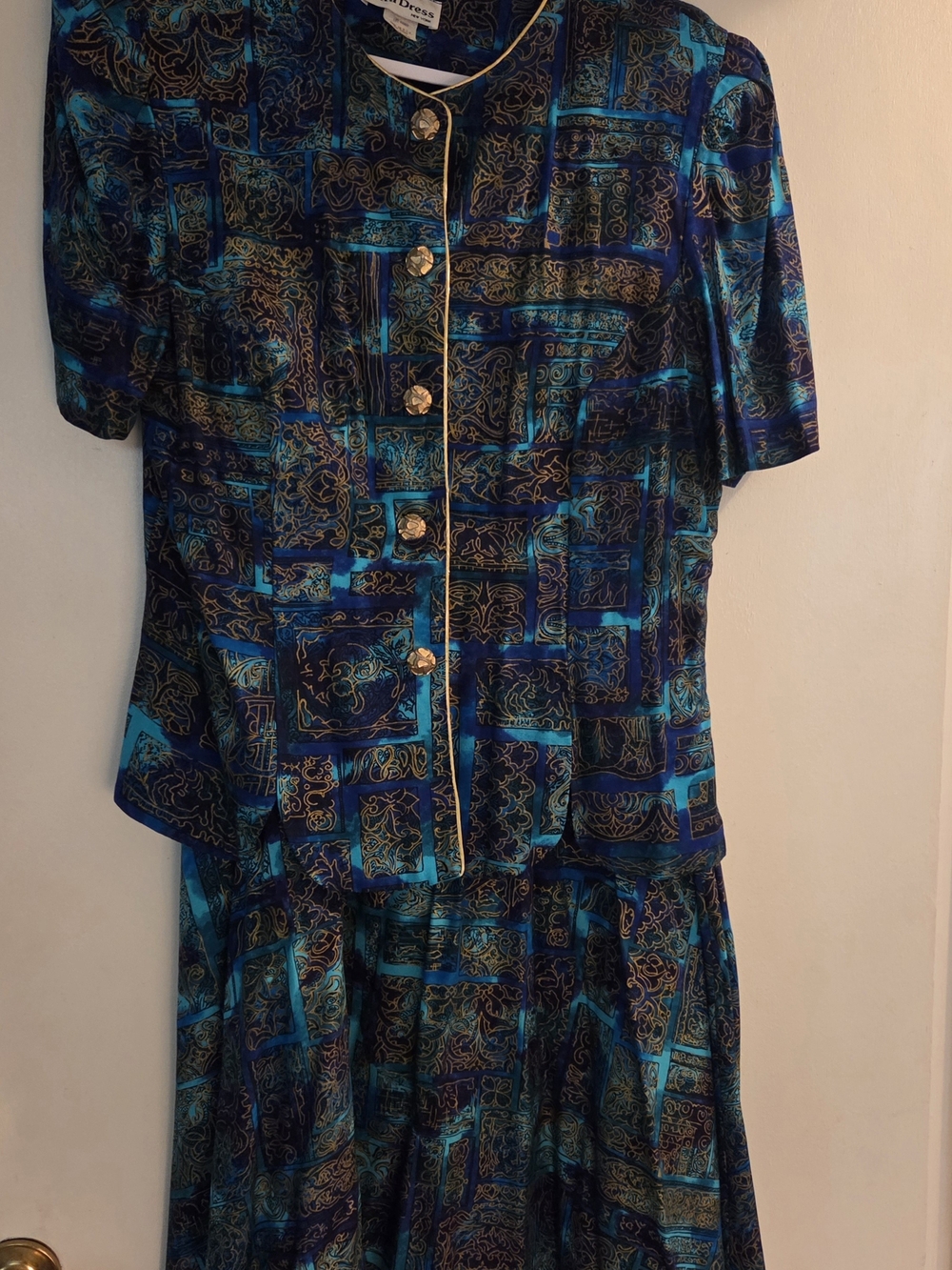 Ultra Dress Collection Blue & Teal Patterned Two-Piece Skirt Set